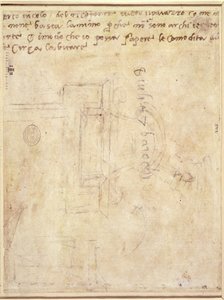 Arkitektonisk undersøgelse med noter (pen og blyant på papir) (verso) (for recto se 191771)